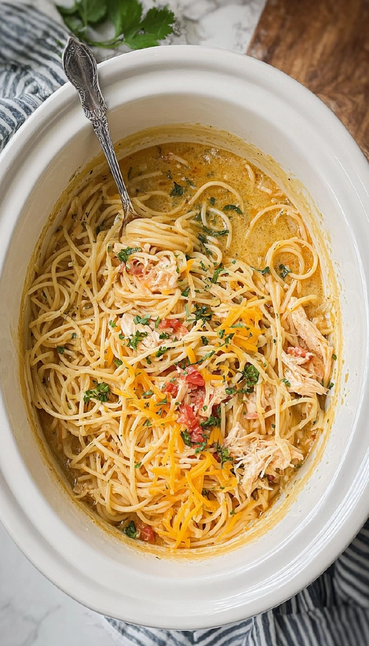 Crockpot Chicken Spaghetti