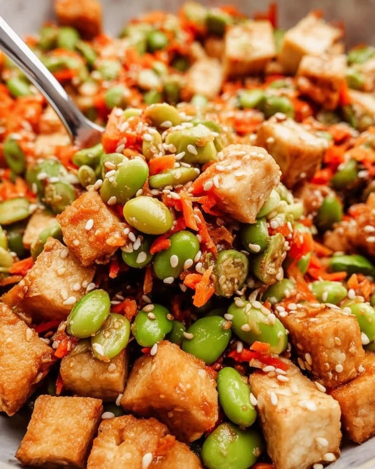High-Protein Ginger Sesame Tofu Edamame Salad 4 High-Protein-Ginger-Sesame-Tofu-Edamame-Salad-Recipe