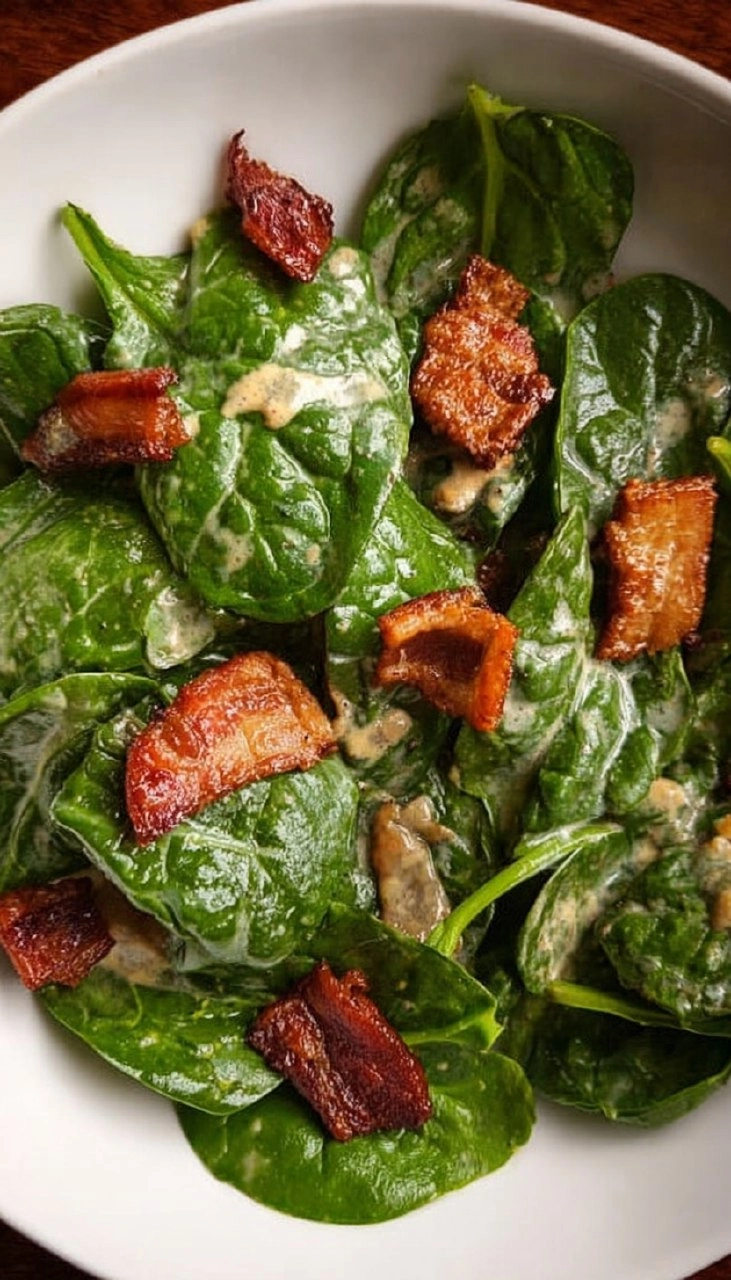 Spinach Salad with Warm Bacon Dressing