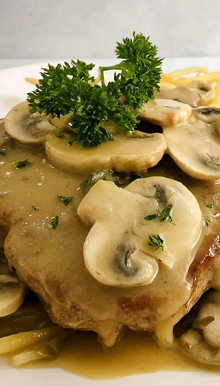 Crock Pot Pork Chops with Mushrooms and Gravy