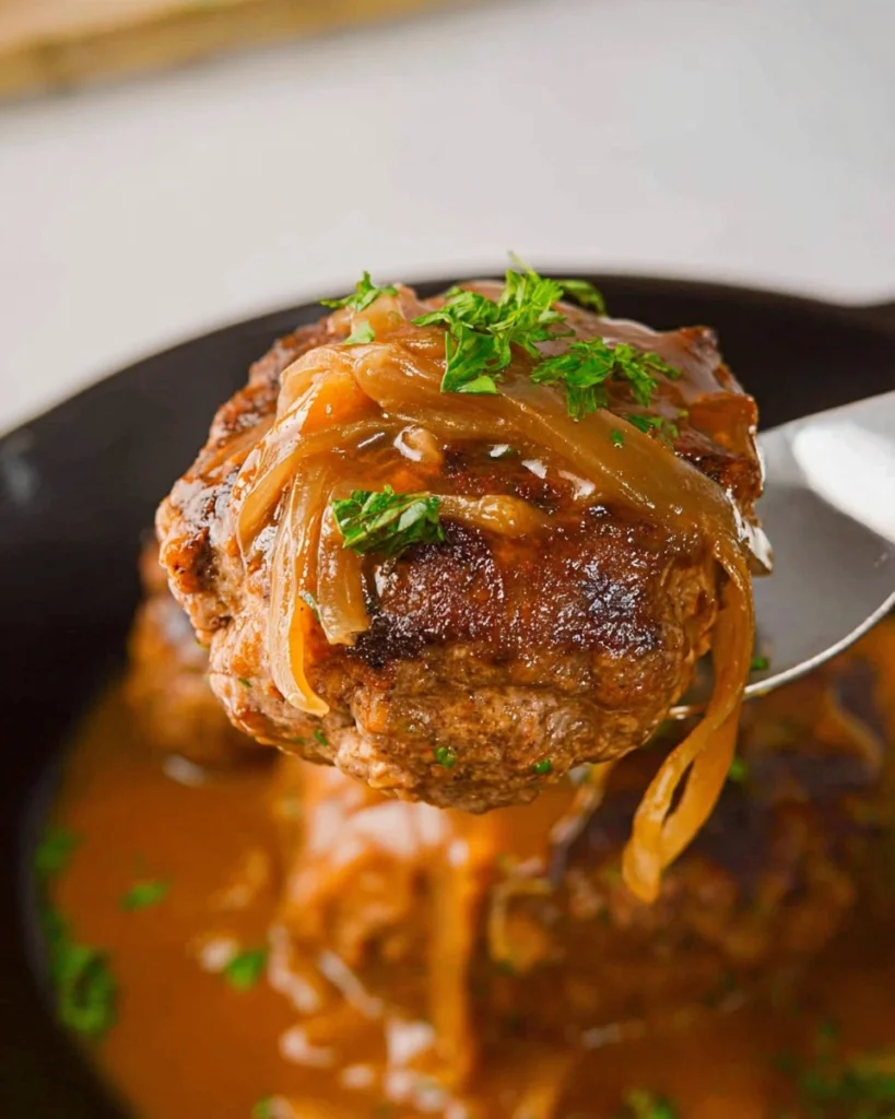 Hamburger-Steak-with-Onion-Gravy-Recipe