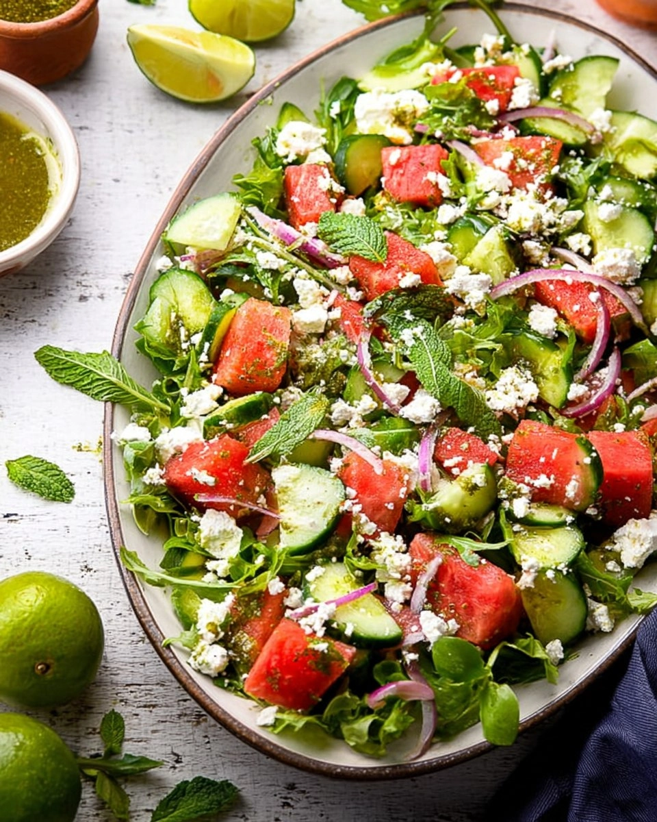 Watermelon Feta Cucumber Salad
